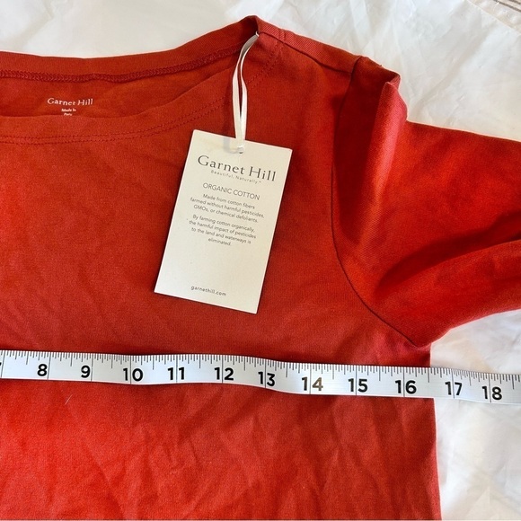 GARNET HILL Barteau Organic Cotton Dress Rust Red Boat Neck Pocket Size 00 NWT - Picture 11 of 14
